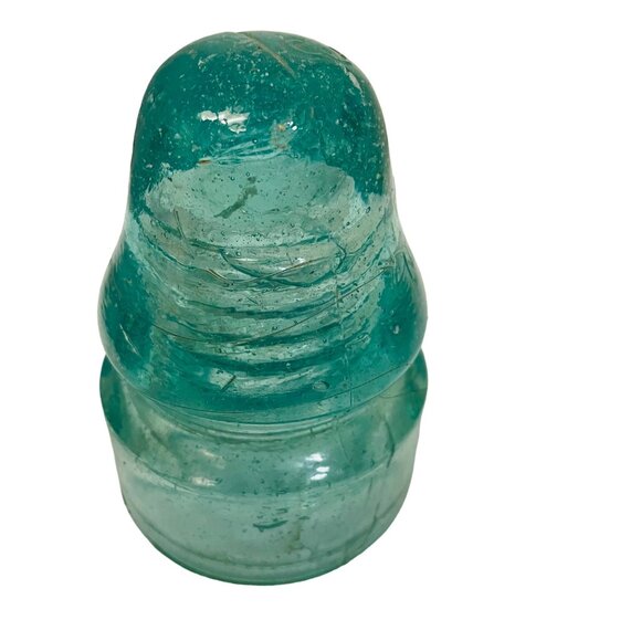 Vintage Hemingray Glass Insulator Aqua Blue Bell Shaped Collectible 4" - Picture 2 of 5